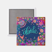 レジューブルーハートおもしろいフローラモダンインスピレーション マグネット (正面/裏面)