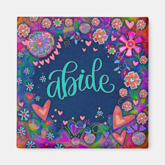 レジューブルーハートおもしろいフローラモダンインスピレーション マグネット (正面)