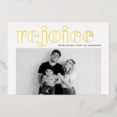 レジョイスはっきりしたタイポグラフィモダン写真クリスマス 箔シーズンカード (正面)