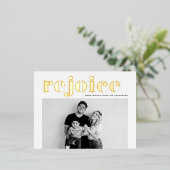 レジョイスはっきりしたタイポグラフィモダン写真クリスマス 箔シーズンポストカード (立ち正面)