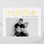 レジョイスはっきりしたタイポグラフィモダン写真クリスマス 箔シーズンポストカード (正面)