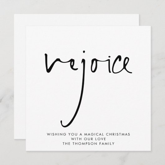レジョイスエレガントスクリプト白黒クリスマス ノートカード (正面/裏面)