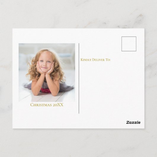 レジョイスエレガントファミリーフォト金ゴールドエンジェルクリスマス ポストカード (裏面)