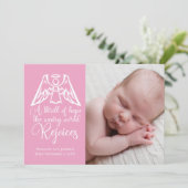 レジョイスエレガントベビーガール写真ピンクのクリスマス シーズンカード (スタンド正面)