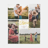 レジョイスエレガント金ゴールドクリスマスフォーフォトコラージュ フリースブランケット (正面)