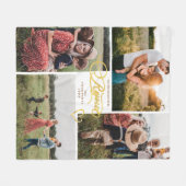 レジョイスエレガント金ゴールドクリスマスフォーフォトコラージュ フリースブランケット (正面(横))