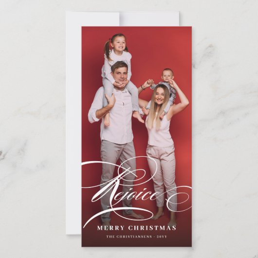 レジョイスクラシックスクリプト宗教的なクリスマスフォト シーズンカード (正面)