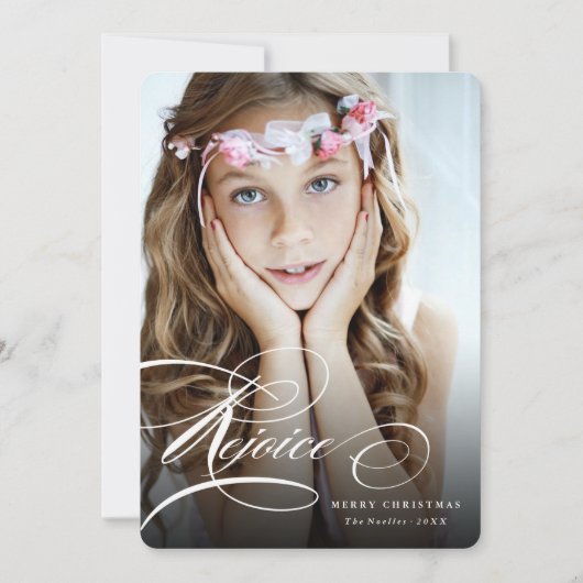 レジョイスクラシックスクリプト宗教的なクリスマスフォト シーズンカード (正面)