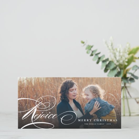 レジョイスクラシックスクリプト宗教的なクリスマスフォト シーズンカード (スタンド正面)