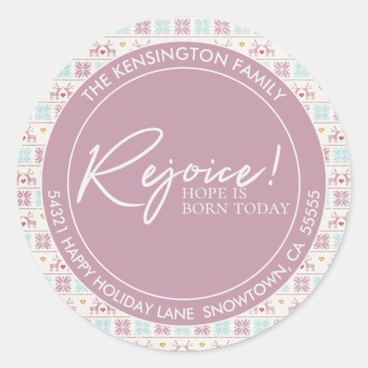 レジョイスクリスマスパステルタイポグラフィアドレス ラウンドシール (正面)