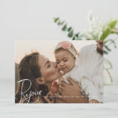 レジョイスクリスマスフォトカードシンプルホワイトホリデー シーズンカード (スタンド正面)