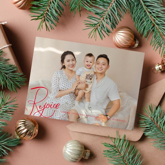 レジョイスクリスマス恵みフォトカードレッドホリデー シーズンカード
