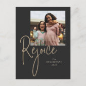 レジョイスシンプルフォトブラックホリデー シーズンポストカード (正面)