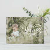 レジョイスホワイトレタリングランドスケープクリスマスフォト シーズンカード (スタンド正面)