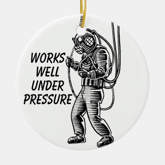 レジリエンスへのダイビング – ヴィンテージ深いシーダイバー セラミックオーナメント (正面)