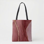 レジンアート、ダークレッドのマルサラ抽象芸術背景。E トートバッグ (正面)