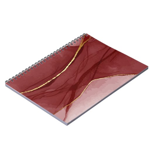 レジンアート、ダークレッドのマルサラ抽象芸術背景。E ノートブック (左側)
