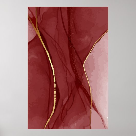 レジンアート、ダークレッドのマルサラ抽象芸術背景。E ポスター (正面)