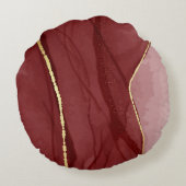 レジンアート、濃い赤のマーサラ抽象芸術背景。E ラウンドクッション (裏面)