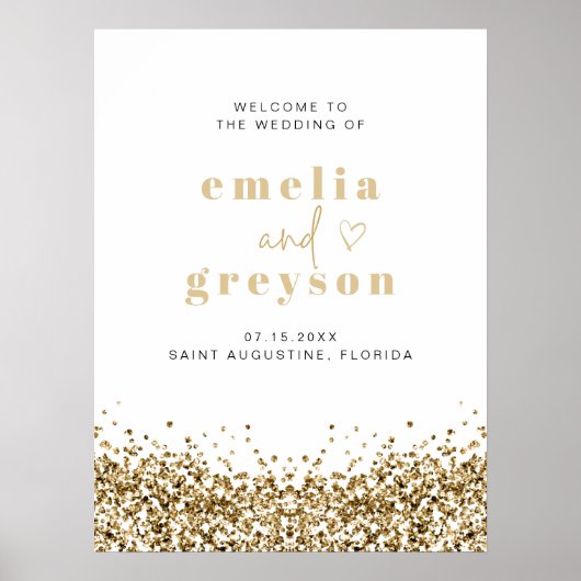 レジーナグラムイエロー金ゴールドシークイン結婚ズウェルカム ポスター (正面)