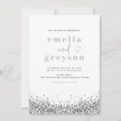 レジーナグラムシルバーグリッターシークインディスコ結婚ズ 招待状 (正面)