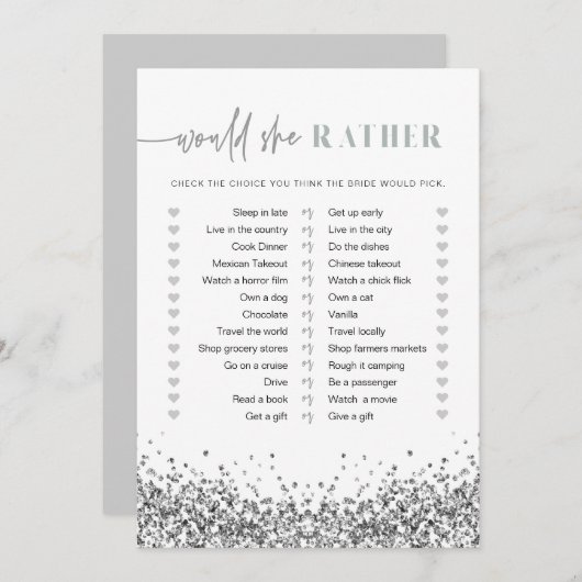 レジーナシルバーの続編は彼女のむしろブライダルゲーム 招待状 (正面/裏面)