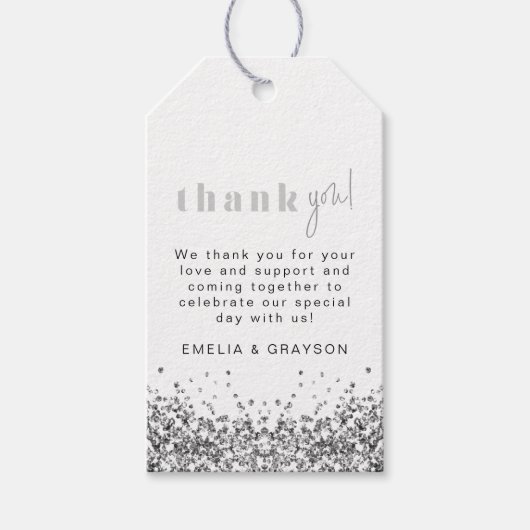 レジーナシルバーグリッターシークインズサンキューギフトラベル ギフトタグ (正面)