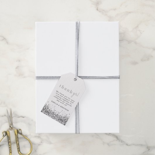 レジーナシルバーグリッターシークインズサンキューギフトラベル ギフトタグ (より糸付き)