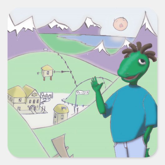 レジー・ラパサウルスはどこへでも付き合える！ スクエアシール (正面)