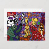 レスキューおもしろいペット愛抽象芸術アート ポストカード (正面/裏面)