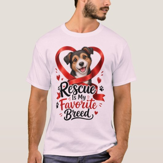 レスキューが私のお気に入りの犬種 Tシャツ (正面)