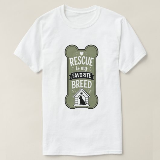 レスキューは私の一番好きな犬種 | 保護犬を愛する人向けのデザイン Tシャツ (デザイン正面)