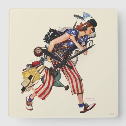 レスキューへロージー スクエア壁時計 (正面)