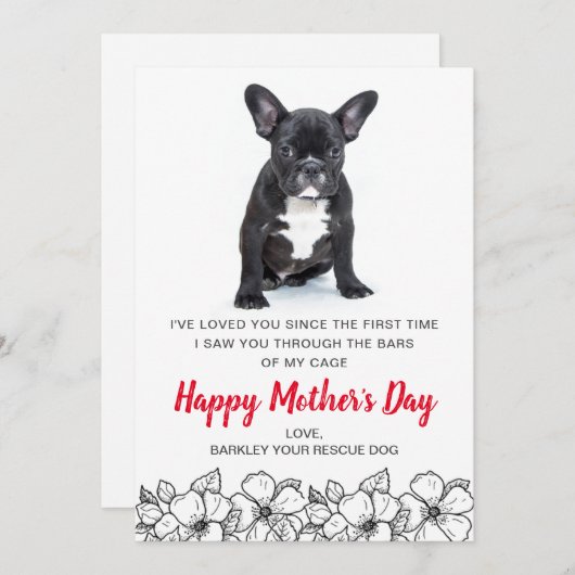 レスキューカスタムドッグペット母の日からの犬の写真 シーズンカード (正面/裏面)