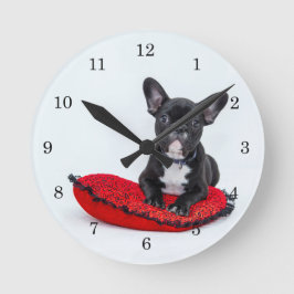 レスキューフランスのブルドッグラウンドクロック ラウンド壁時計