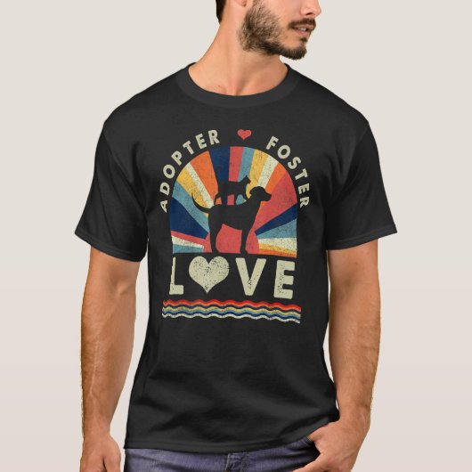 レスキュー犬と猫レインボーヴィンテージ導入機フロスター Tシャツ (正面)