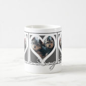 レスキュー犬ママ3枚フォトハートフレームグレー コーヒーマグカップ (中央)