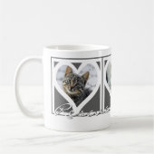 レスキュー猫ママ3枚フォトハートフレームグレー コーヒーマグカップ (左)