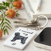 レスキュー黒テリアロシアのー キーホルダー (正面右)