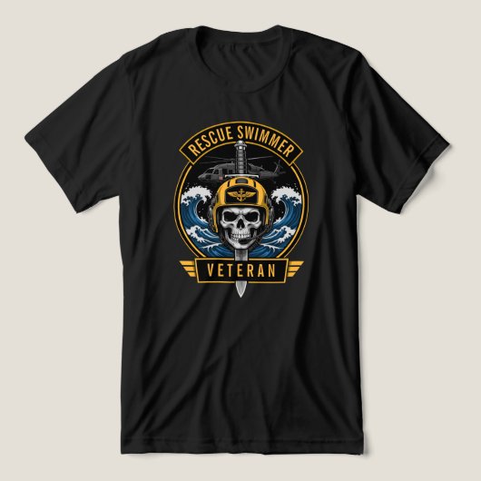 レスキュー・スイマー退役軍人ヘリコプター・エンブレム トライブレンドＴシャツ (デザイン正面)