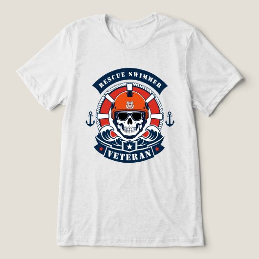 レスキュー・スイマー退役軍人 海事ドクロ トライブレンドＴシャツ (デザイン正面)