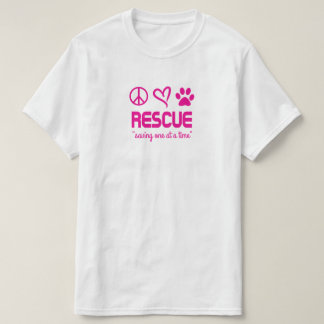 レスキュー "Saving One At A Time" (ピンク) Tシャツ