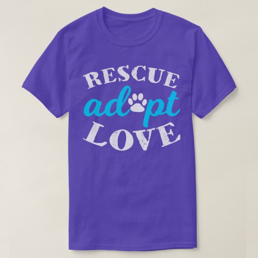 レスキューAdopt Love動物愛好家 Tシャツ (デザイン正面)