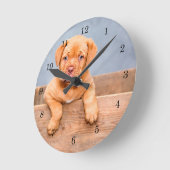 レスキューDogue de Bordeaux Puppyマスティフフランスの ラウンド壁時計 (傾斜)