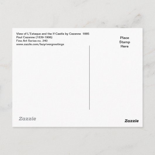 レスタークと城の眺めもしセザンヌ ポストカード (裏面)