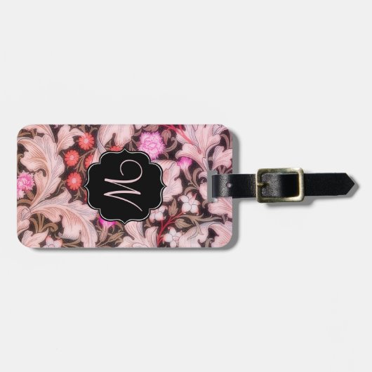 レスターヴィンテージフローラとモノグラム ラゲッジタグ (正面横)