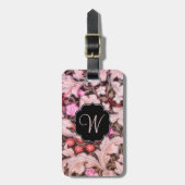 レスターヴィンテージフローラとモノグラム ラゲッジタグ (正面縦)