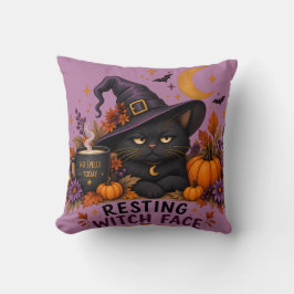 レスティングウィッチフェイス 黒猫 ハロウィン クッション