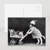 レストア済みのかわいい子犬と子猫のはがき ポストカード (正面/裏面)