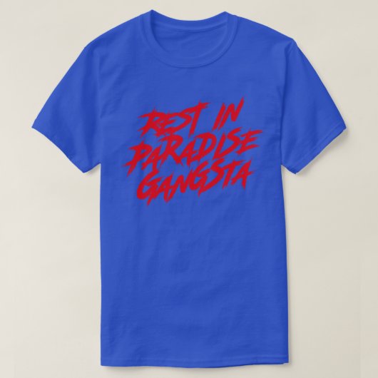 レストインパラダイスギャングレッド文字 Tシャツ (デザイン正面)